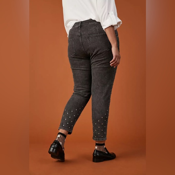 Anthropologie Pilcro Ultra High-Rise Beaded Black Jeans - Picture 2 of 10